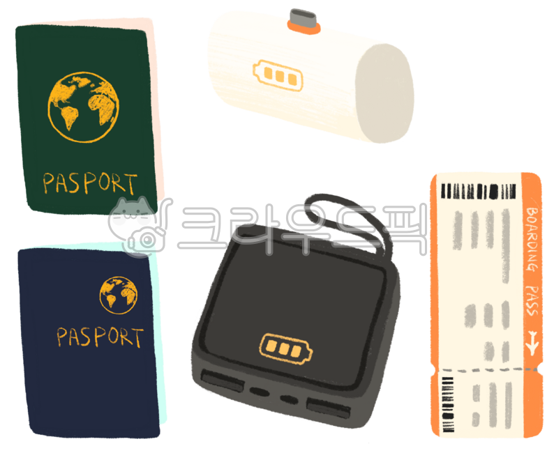 여권,보조배터리,항공권,티켓,비행기표,귀여운