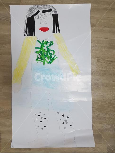 아이그림,종이그림,붙여서만든그림,못생긴사람그림,유치원숙제