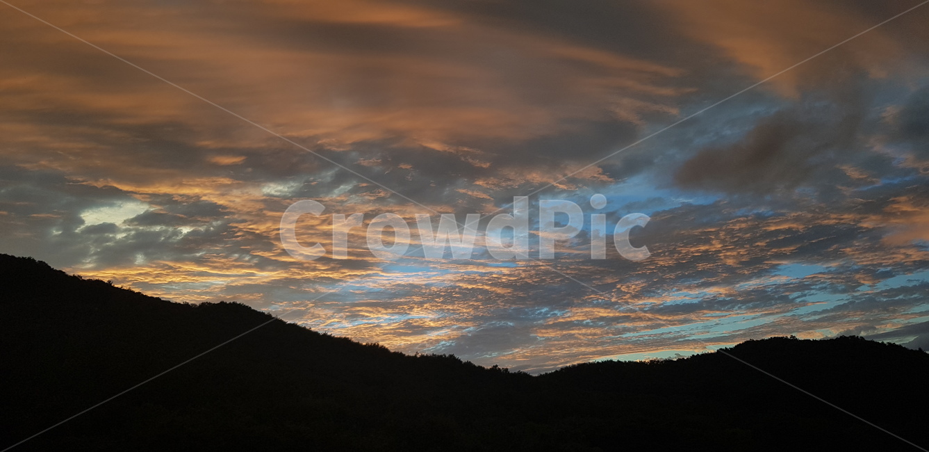 하늘,노을,산,구름,풍경