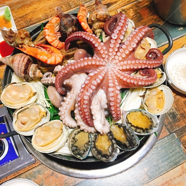 해신탕,전복,문어,새우,소라,조개