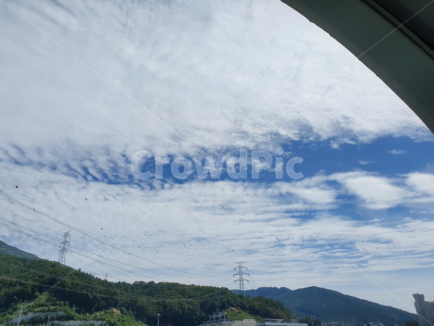 하늘,산,구름,맑음,양떼구름