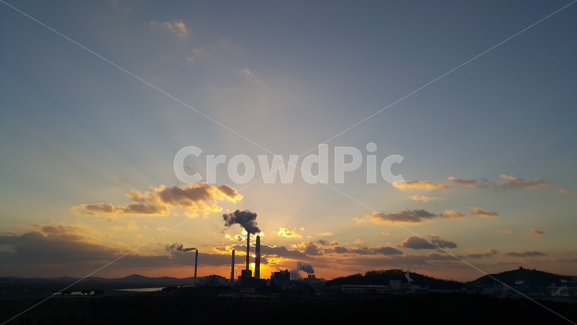 노을,하늘,구름,발전소,태양,서해,붉은,sun,sunset,cloud,sky,산업,industry,industrial