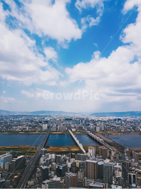 오사카,하늘,구름,풍경,다리,강,고층건물,도시,풍경,city,landscape,nature,자연,outdoors,옥외,경치,scenery