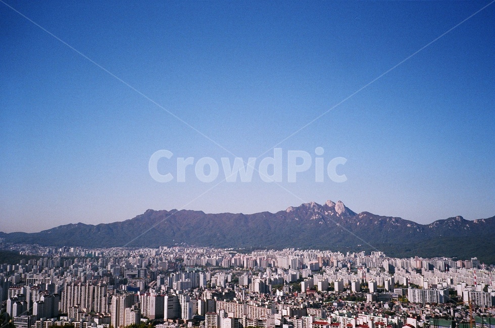 하늘,서울,노원구,산,건물,아파트,필름,필름사진