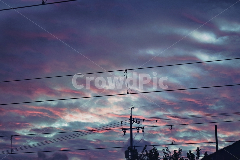 하늘,노을,경이로움,구름,풍경,자연,풍경,nature,landscape,cable,케이블,power lines,전력선,electric transmission tower,송전탑