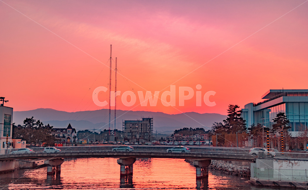 노을,강릉,다리,석양,색감,감성,도시,풍경,city,landscape,색깔,색상,색채,색감,color sense,color sensitivity,feeling of color,water,물,waterfront,워터 프론트,pier,교각,port,포트
