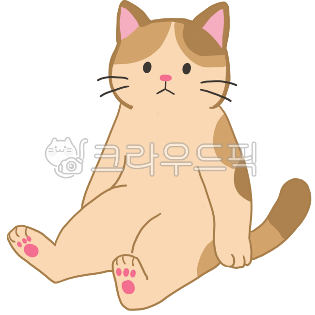 고양이,앉아있는고양이,귀여운고양이,연갈색고양이,앉은자세고양이,고양이일러스트,고양이캐릭터,동물캐릭터,손그림스타일,발바닥보이는고양이,아기고양이,귀여운동물,동물일러스트,고양이소품,고양이포즈,캐릭터동물,캐주얼고양이,앉은동물그림,삼색고양이