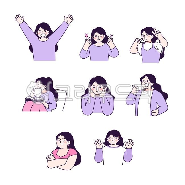 감정,여성,표현,사랑,애교,환영,티타임,기대감,자신감,거만함,인사