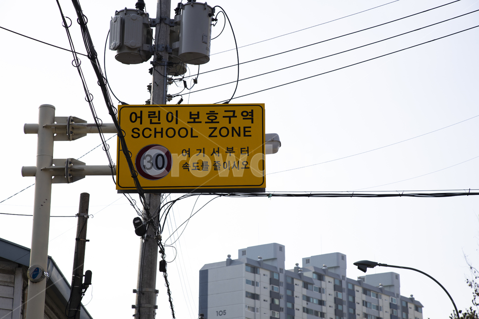 어린이,어린이보호,어린이보호구역,속도,사고위험,경고,주의,학교,스쿨존,노란색,전주,교통표지판,전선,교통사고,예방,단속,벌금,주차금지,안전,교통,주택가,아파트,표지판,생활,교통,교통수단,traffic,transportation