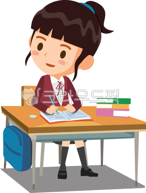 study,education,student,chair,book,bag,classroom,girl,pencil,comic book,cute,uniform,character,school,children,friend,female student,class,table,teenager