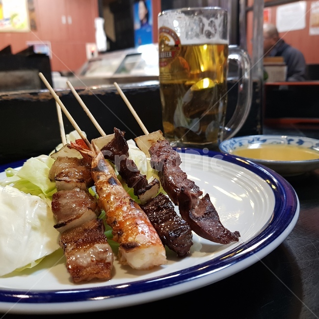 꼬치,꼬치구이,맥주,새우꼬치,모듬꼬치