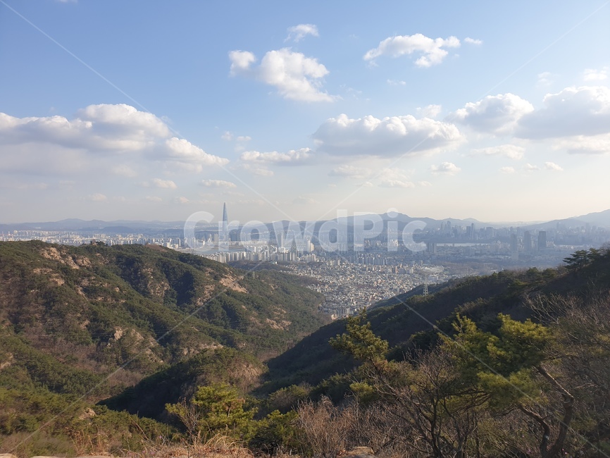 등산,전경,풍경,산,맑은