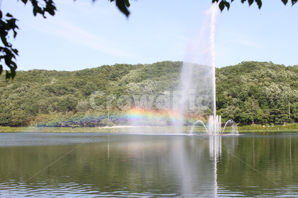 분수,무지개,율동공원,rainbow,호수,fountain,하늘,공원