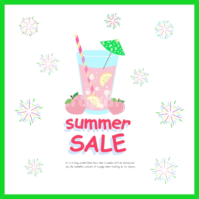 폭죽,복숭아,레몬에이드,주스,칵테일,레몬,이벤트,배경,일러스트,프레임,여름,계절,summer,season,그래픽,일러스트레이션,graphic,illustration