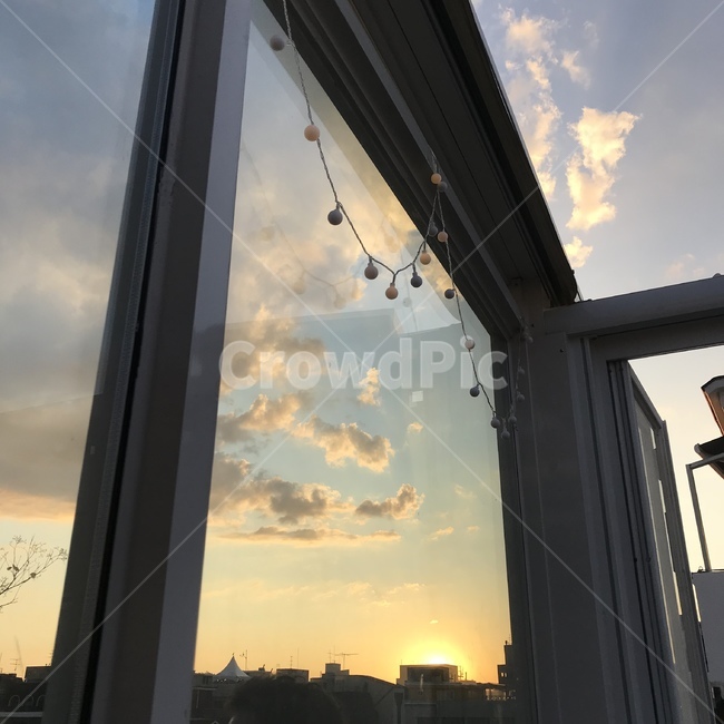 하늘,노을,석양,루프탑,구름,조명