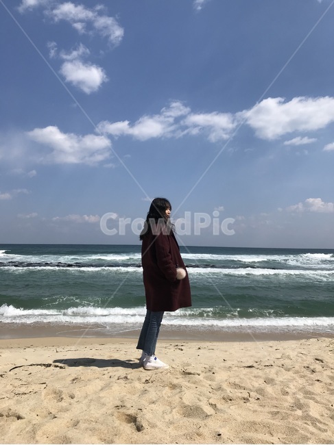 바다,인물,해변,여자,옆모습,강릉,해변,바다,beach,sea,사람,인물,인간,human,person,여성,여자,woman,female,lady