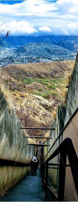 stairs,Hawaii,mountain path,diamond head,tracking