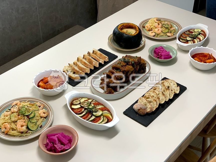 집들이,집들이음식,등갈비찜,라따뚜이,파스타,떡볶이,단호박,meal,식사,food,음식,lunch,점심