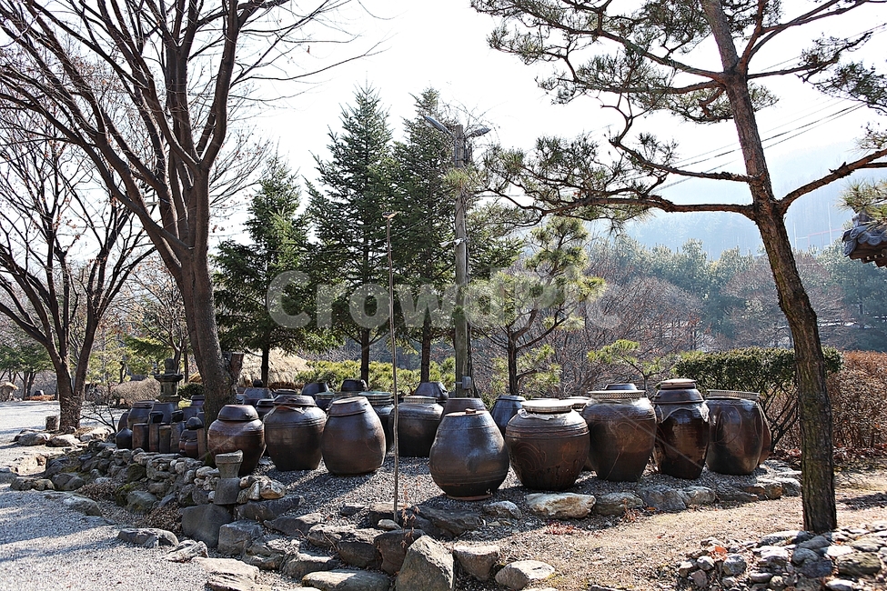 장독대,항아리,단지,독,풍경,토기,옹기