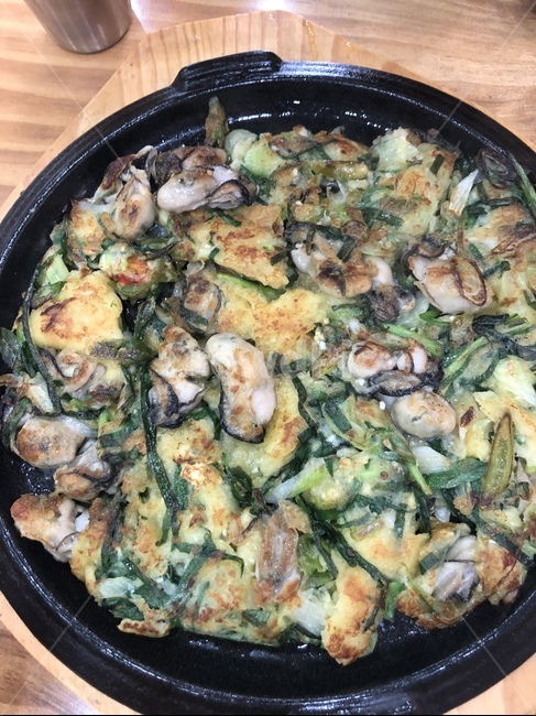 굴전,굴,통영,비오는날,비,파전,해물파전