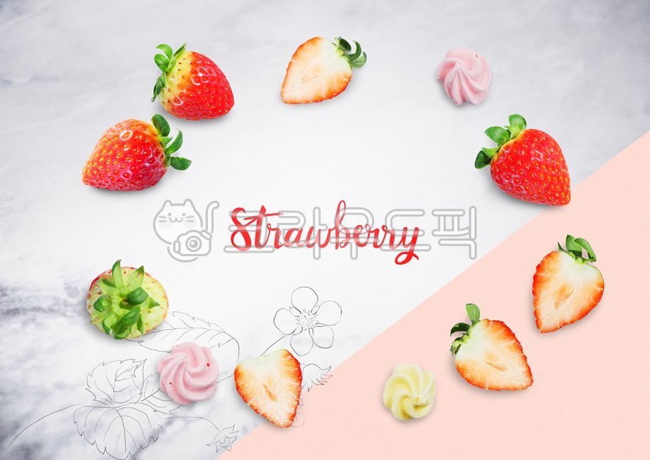 과일,식물,식품,배경,백그라운드,맛있는,음식,상큼한,달콤한,딸기,컬러풀,화사한,분홍,핑크,분홍색,핑크색,빨간색,봄과일,마블,대리석,테이블,식재료,드로잉,딸기꽃,꽃잎,연필,스케치,핸드드로잉,쿠키,머랭쿠키,background,fruit,food,캘리그라피,캘리,strawberry,과일,열매,fruit