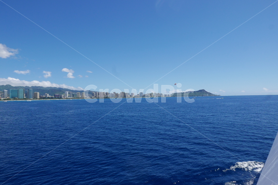 다이아몬드헤드,하와이,와이키키,선상,바다,외국,자연,풍경,nature,landscape,land,땅,outdoors,옥외,ocean,대양,sea,water,물,shoreline,해안선