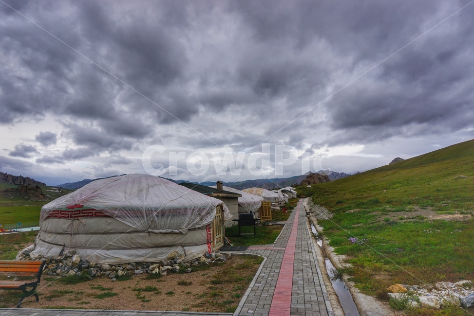 nature,자연,mongolia,몽골,풍경,하늘,게르,ger,bench,벤치,tent,텐트,countryside,한지방