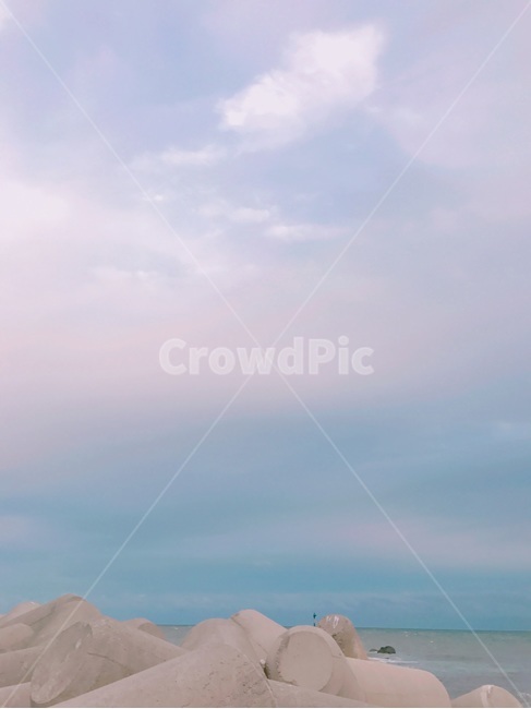 하늘,바다,색감,방파제,구름,아름다운,자연,풍경,nature,landscape,색깔,색상,색채,색감,color sense,color sensitivity,feeling of color,outdoors,옥외