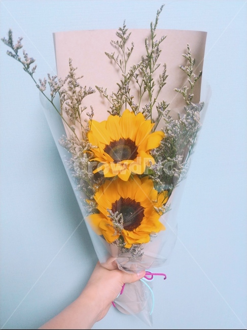 해바라기,꽃다발,꽃,꽃선물,노란꽃다발