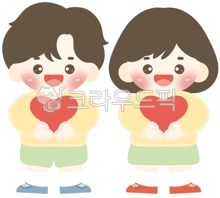어린이,행복한아이,웃는표정,귀여운어린이,귀여운스타일,심플한캐릭터,심플한어린이,봄어린이,어린이일러스트,남자여자,커플일러스트,어린이커플,사랑어린이,하트