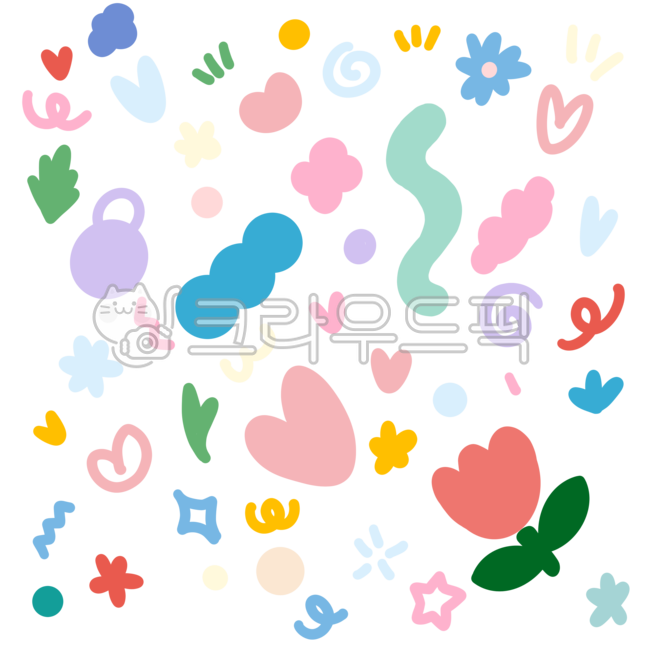 꽃,하트,선그림,선드로잉,색연필드로잉,스티커,굿노트스티커,아이패드스티커