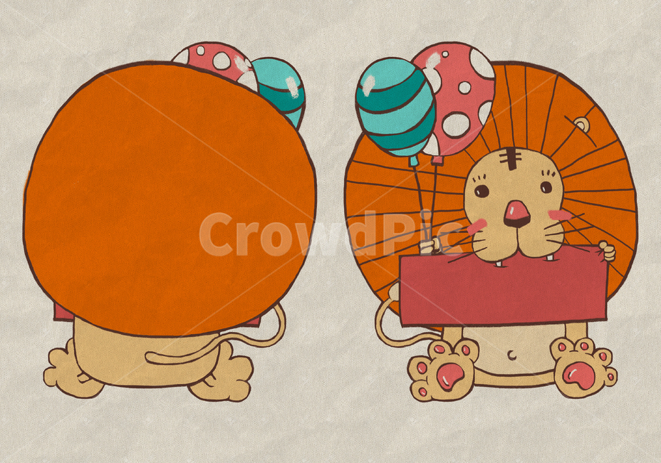 gift,balloon,card design,happy birthday card,Back and forth,lion,happybirthday,character,rainbow color,illustration,tiger character,carddesign,emptycard