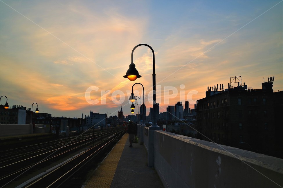 해질녘,기차역,가로등,노을,풍경,뉴욕,외국,subwaystation,도시,풍경,city,landscape,해외,외국,세계,foreign,oversea,world,세계도시풍경,해외도시풍경,외국도시풍경,world cityscape