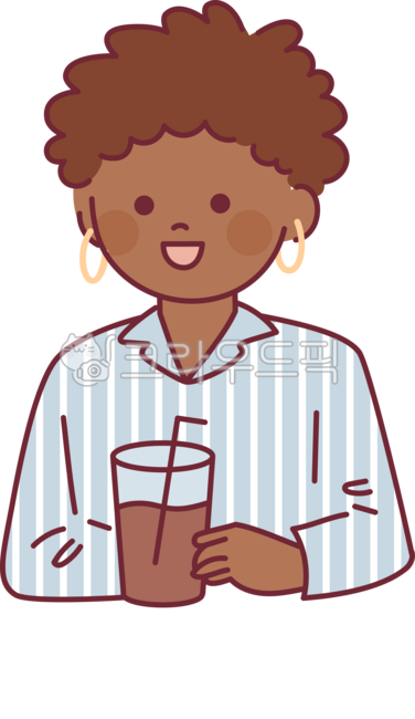 외곽선,심플,단순한,일러스트레이션,여성,상반신,정면,스타일,패션,캐릭터,귀여운,커피,티타임