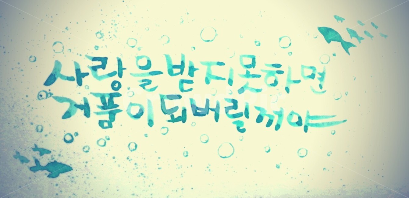 인어공주,캘리그라피,동화,인어,수채화