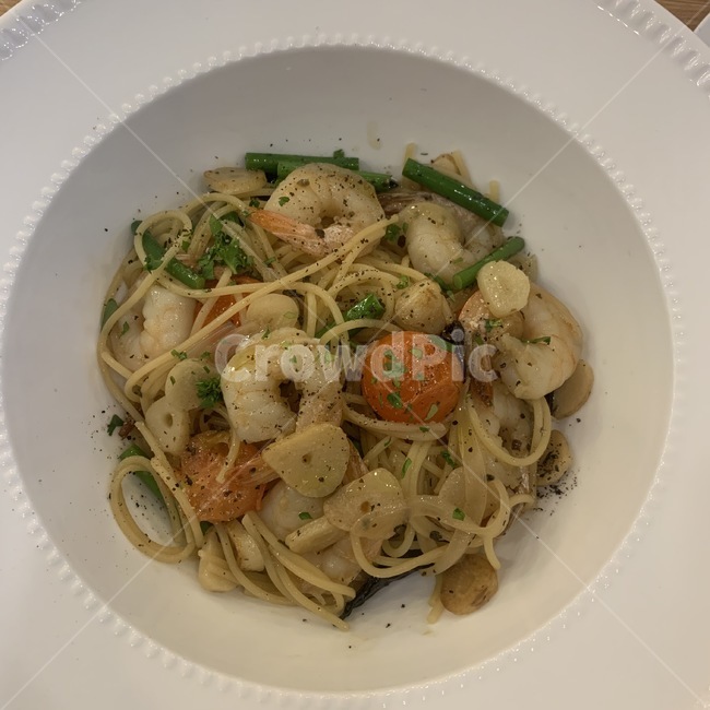 noodle,pasta,파스타,food,음식,오일파스타,새우파스타,감바스,감바스새우