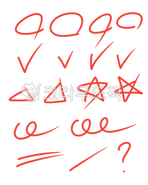 채점, 채점표시, 동그라미, 중요, 빨간펜, 사진,이미지,일러스트,캘리그라피 - 서니그린작가