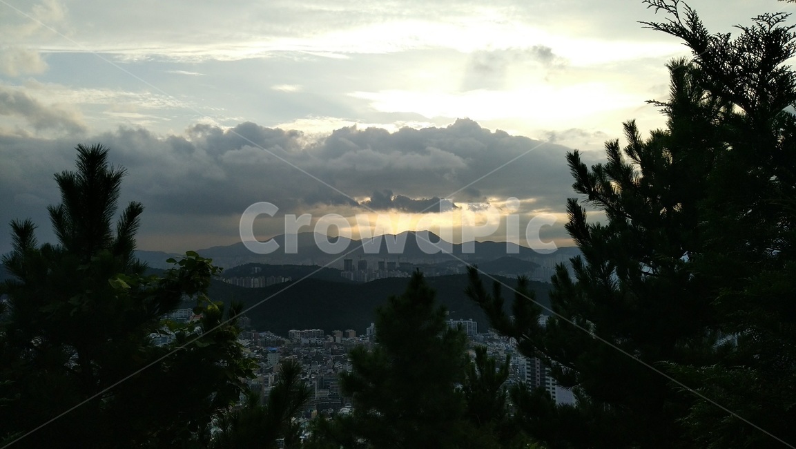 하늘,도시,산,구름,빛,햇빛,흐림,날씨,내려다보는,풍경,자연,웅장,대자연