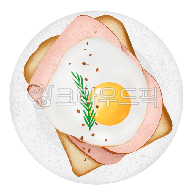 브런치,오픈샌드위치,샌드위치,토스트,계란,달걀,달걀후라이,계란후라이,음식,요리,식사,써니사이드업,카페메뉴,카페,빵,식빵,베이커리,그릇,접시,식기,플레이팅,음식일러스트,브런치일러스트,카페일러스트,후추,허브,로즈마리,햄,슬라이스햄
