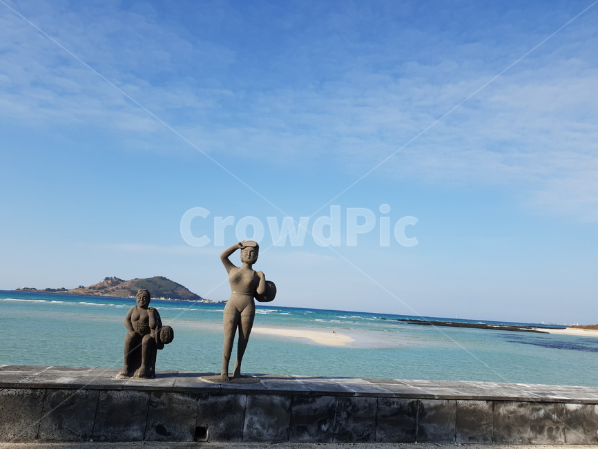 제주도,해녀,바다,에메랄드,하늘