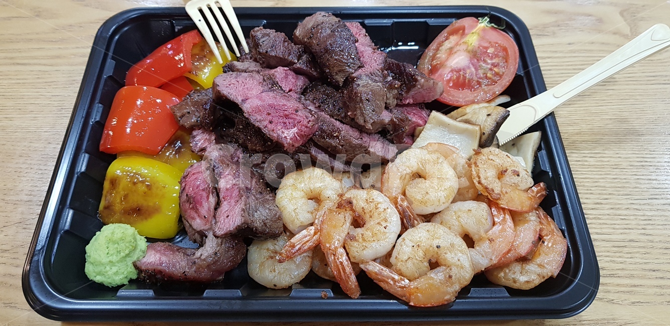 스테이크,새우,파프리카,음식,식사,meal,food