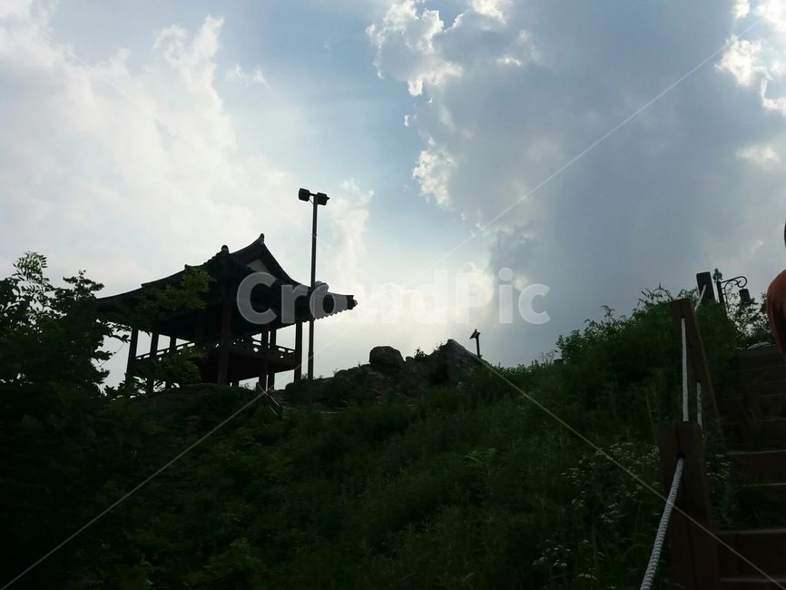 공주,공산성,한국전통,실루엣,망루,백제