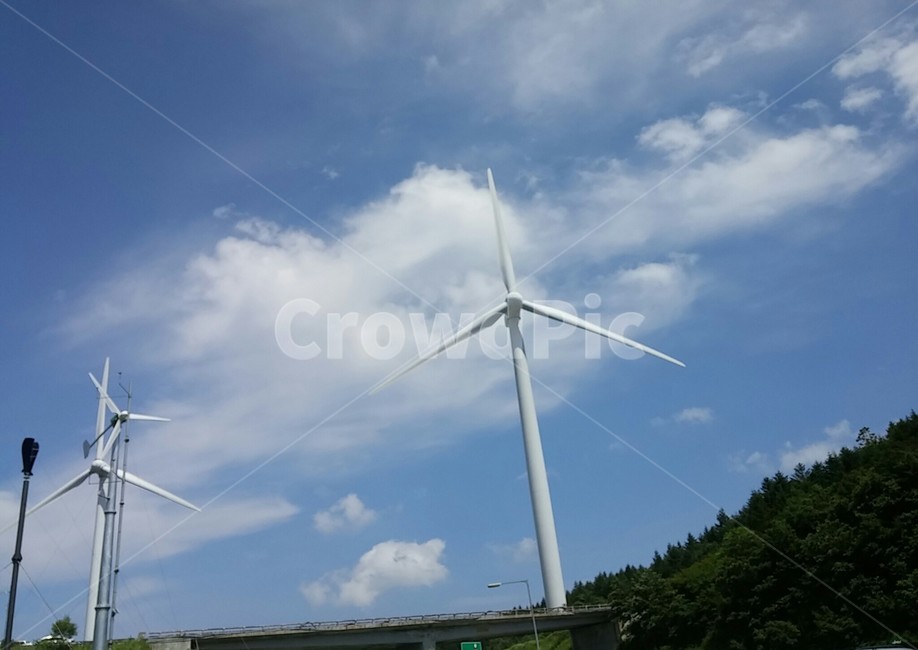 풍력발전기,하늘,풍경,맑음,맑은하늘,쾌청,강원도,여유,화창한,기분좋은