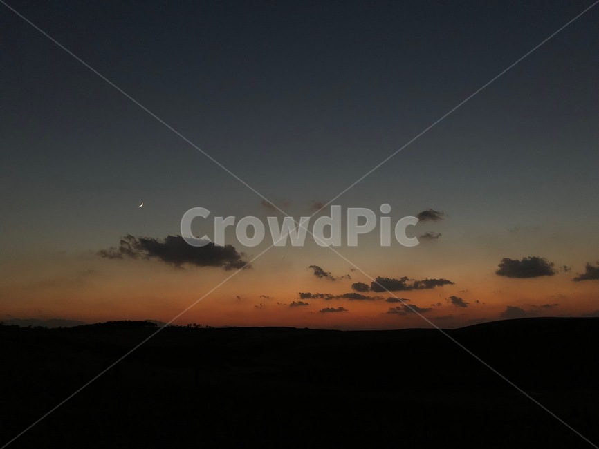 일몰,sunset,moon,달,하늘,구름,sky,풍경,자연,풍경,nature,landscape,outdoors,옥외