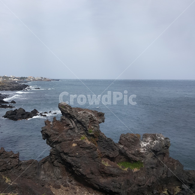 제주도,바다,바위,하늘,풍경,파도
