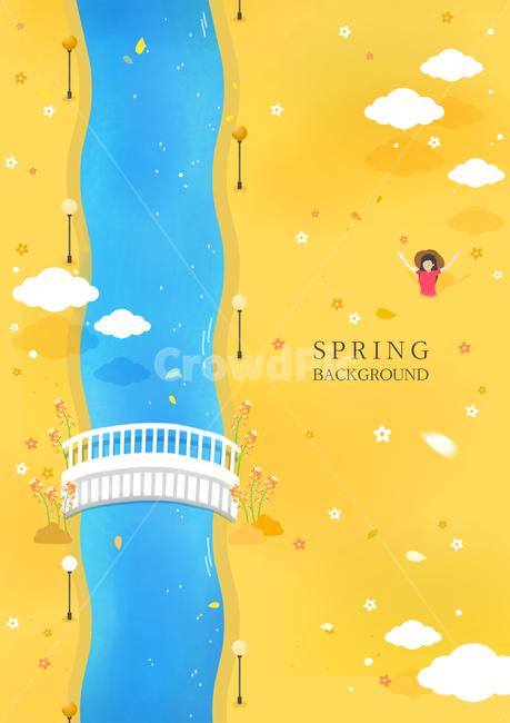 강,구름,다리,유채꽃밭,봄,풍경,경치,여행,미니멀,봄,계절,spring,season,자연,풍경,nature,landscape,여행,휴가,traveling,vacation,trip,그래픽,일러스트레이션,graphic,illustration,art,미술
