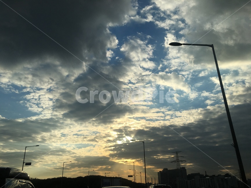 nature,자연,sunset,노을,가로등,구름,하늘