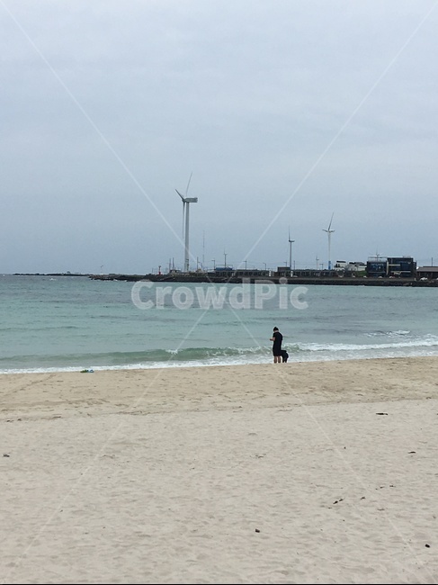 제주,바다,해수함덕,해수욕장,풍차