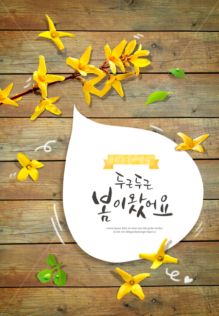 개나리,꽃,꽃잎,프레임,봄,감성,봄,계절,spring,season,꽃,flower,그래픽,일러스트레이션,graphic,illustration