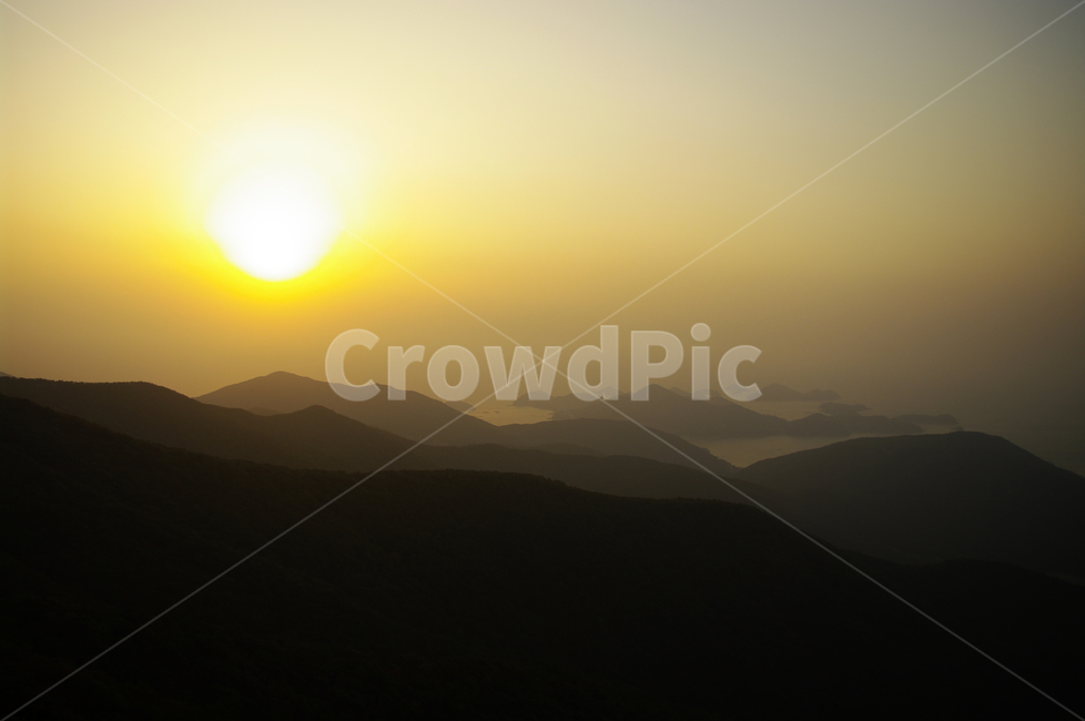노을,하늘,산,일출,풍경,섬,자연,풍경,nature,landscape,outdoors,옥외,mountain range,산맥,mountain